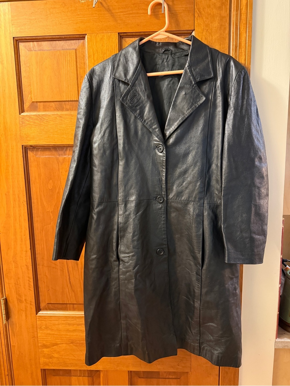 Vera Pelle Black Leather Long Coat